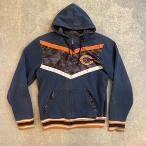 Vintage Chicago Bears Hoodie Mens Medium Blue NFL Football Reversible Zip Camo